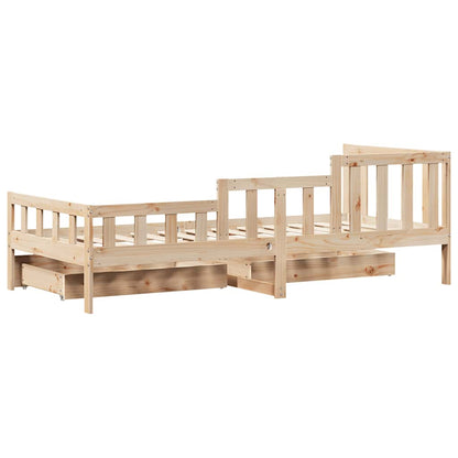 Dormeuse con Cassetti 90x190 cm in Legno Massello Pino | homemem39