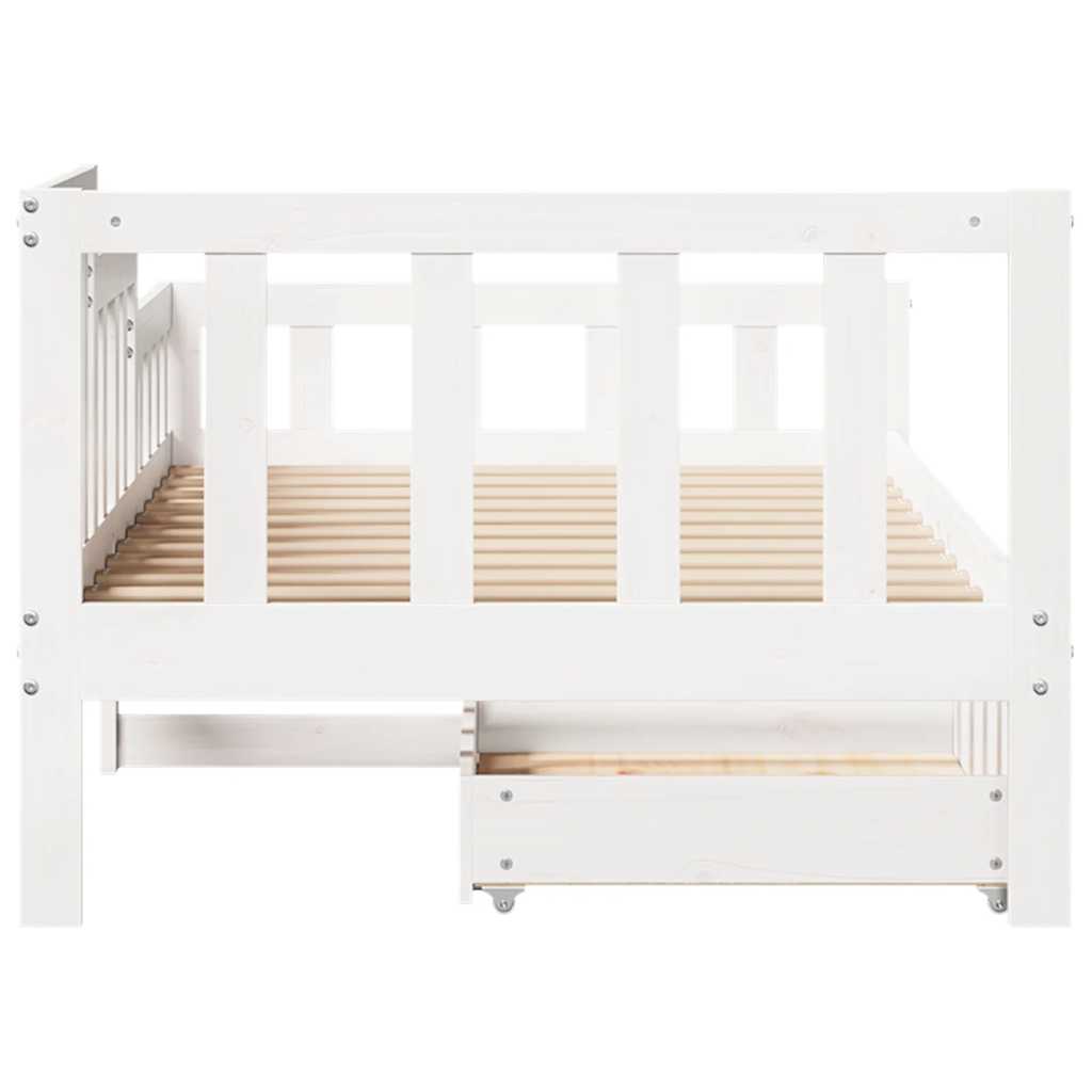 Dormeuse con Cassetti Bianco 90x200 cm Legno Massello di Pino | homemem39