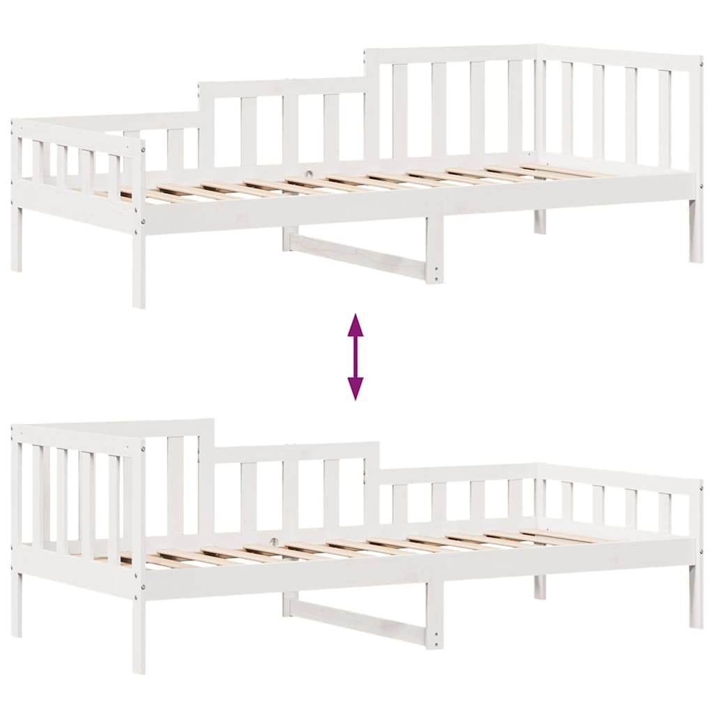 Dormeuse con Cassetti Bianco 90x200 cm Legno Massello di Pino | homemem39