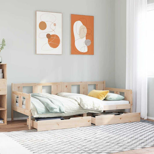 Dormeuse con Cassetti 90x190 cm in Legno Massello Pino | homemem39