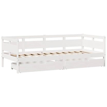 Dormeuse con Cassetti Bianco 90x200 cm Legno Massello di Pino | homemem39