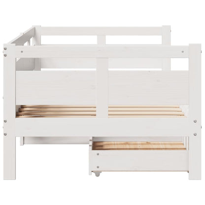 Dormeuse con Cassetti Bianco 90x200 cm Legno Massello di Pino | homemem39