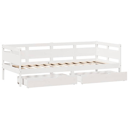 Dormeuse con Cassetti Bianco 90x200 cm Legno Massello di Pino | homemem39
