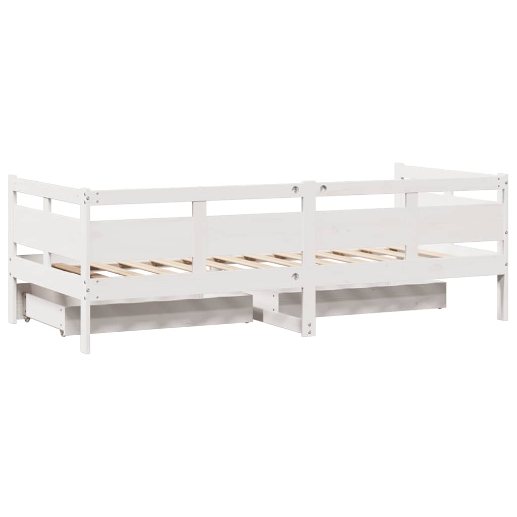 Dormeuse con Cassetti Bianco 90x190 cm Legno Massello di Pino - homemem39