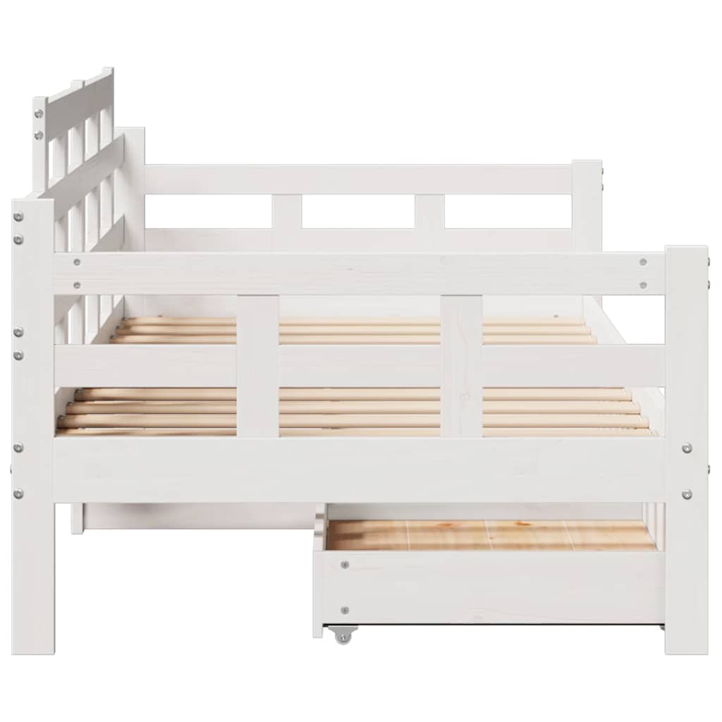 Dormeuse con Cassetti Bianco 90x200 cm Legno Massello di Pino | homemem39