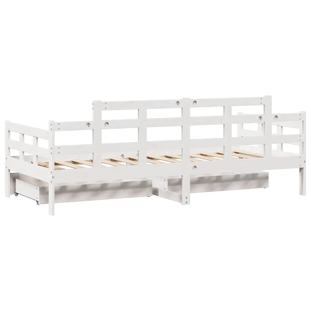 Dormeuse con Cassetti Bianca 80x200 cm Legno Massello di Pino | homemem39