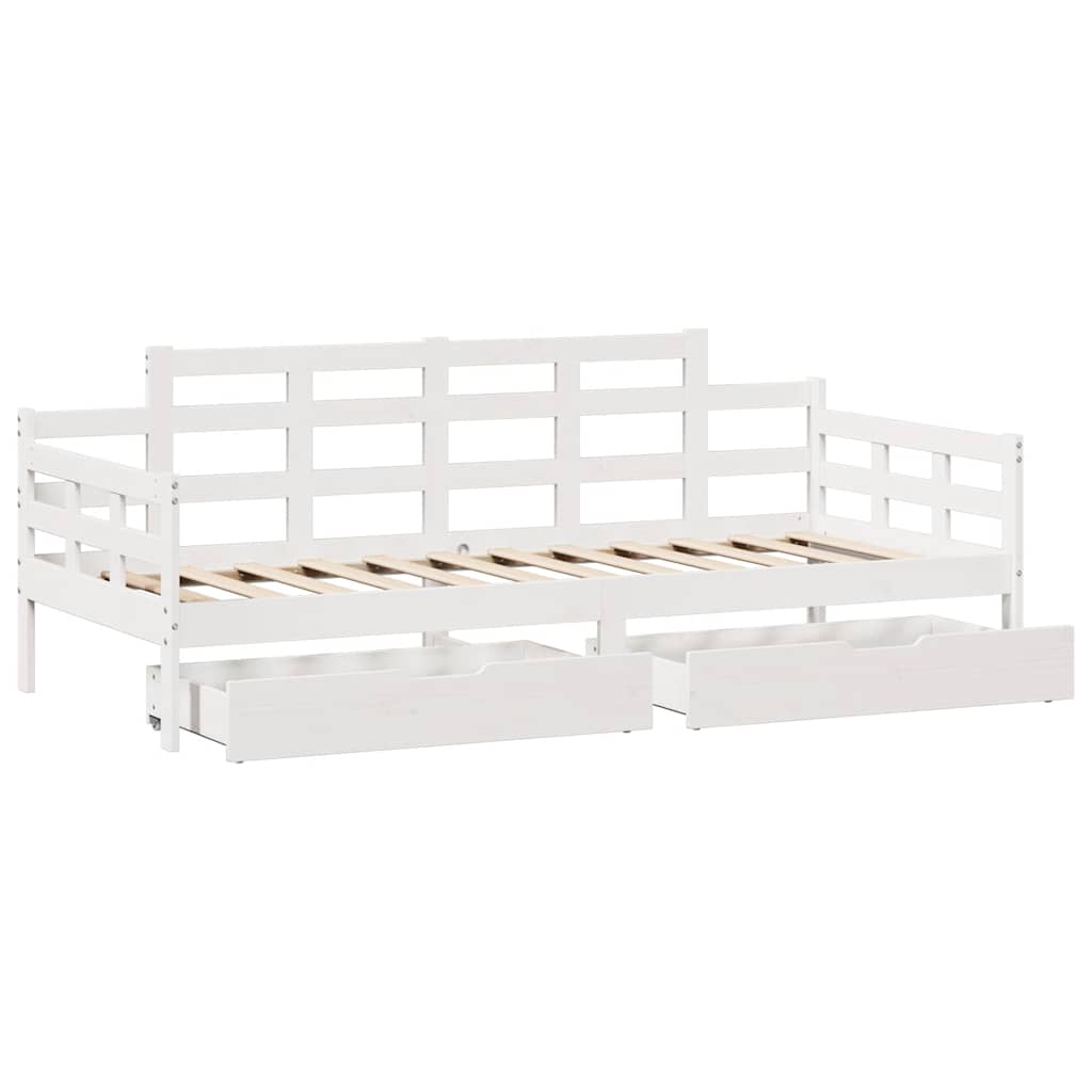 Dormeuse con Cassetti Bianca 80x200 cm Legno Massello di Pino | homemem39