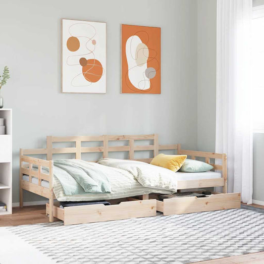 Dormeuse con Cassetti 90x190 cm in Legno Massello Pino | homemem39
