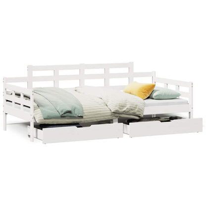 Dormeuse con Cassetti Bianco 90x190 cm Legno Massello di Pino | homemem39