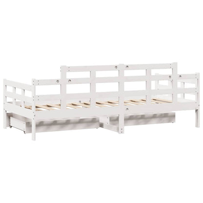 Dormeuse con Cassetti Bianco 90x190 cm Legno Massello di Pino | homemem39