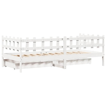 Dormeuse con Cassetti Bianco 90x200 cm Legno Massello di Pino | homemem39