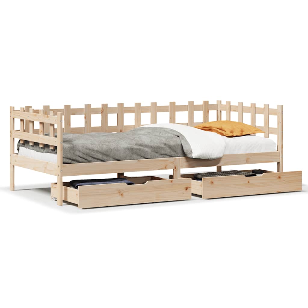 Dormeuse con Cassetti 90x190 cm in Legno Massello Pino | homemem39