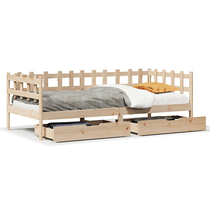 Dormeuse con Cassetti 90x190 cm in Legno Massello Pino | homemem39