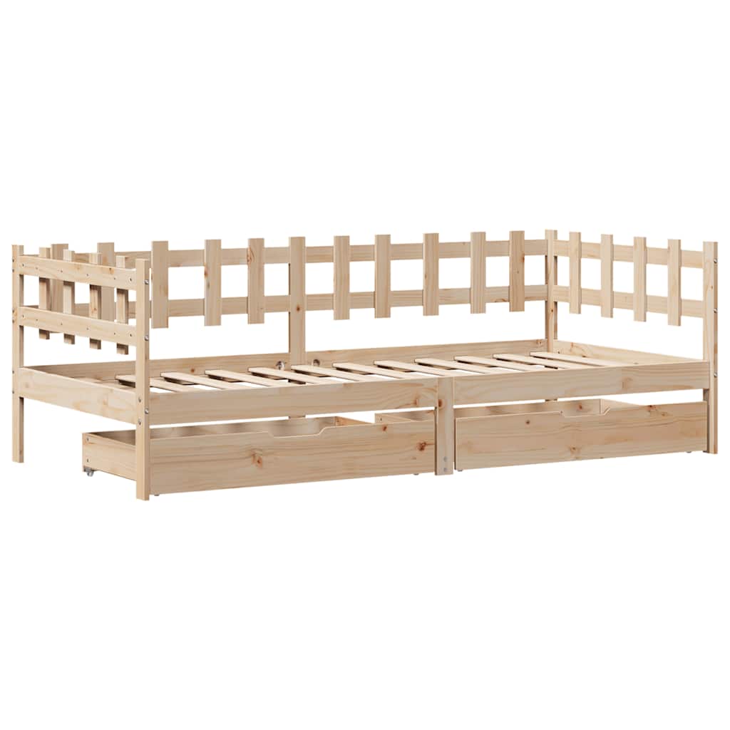 Dormeuse con Cassetti 90x190 cm in Legno Massello Pino | homemem39