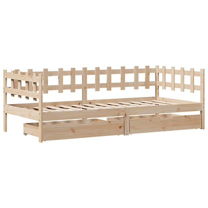 Dormeuse con Cassetti 90x190 cm in Legno Massello Pino | homemem39