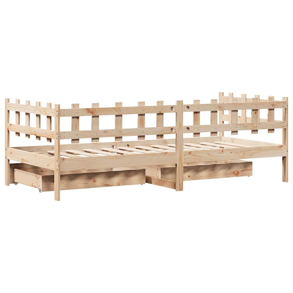 Dormeuse con Cassetti 90x190 cm in Legno Massello Pino | homemem39
