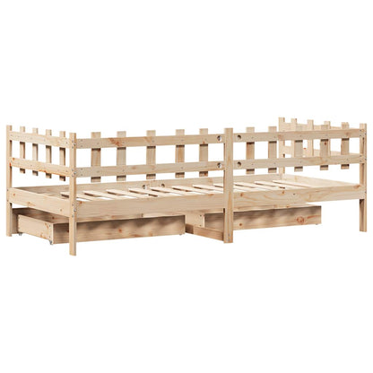 Dormeuse con Cassetti 90x190 cm in Legno Massello Pino | homemem39