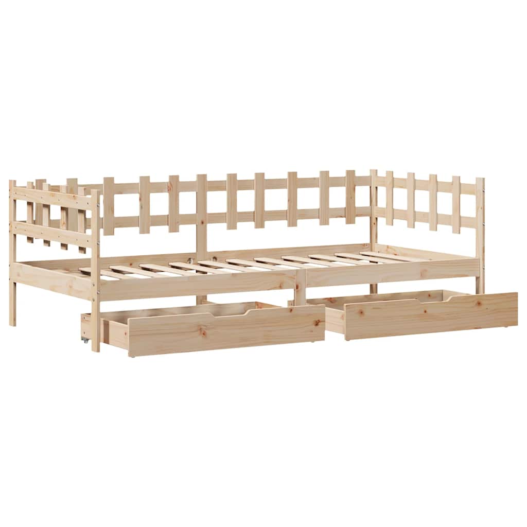 Dormeuse con Cassetti 90x190 cm in Legno Massello Pino | homemem39