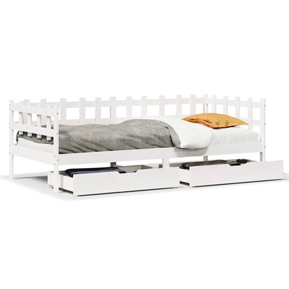 Dormeuse con Cassetti Bianco 90x190 cm Legno Massello di Pino | homemem39