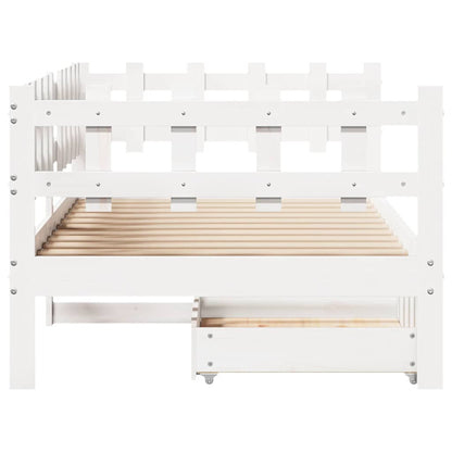 Dormeuse con Cassetti Bianco 90x190 cm Legno Massello di Pino | homemem39