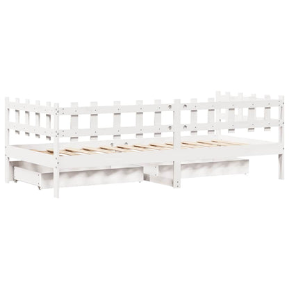 Dormeuse con Cassetti Bianco 90x200 cm Legno Massello di Pino - homemem39