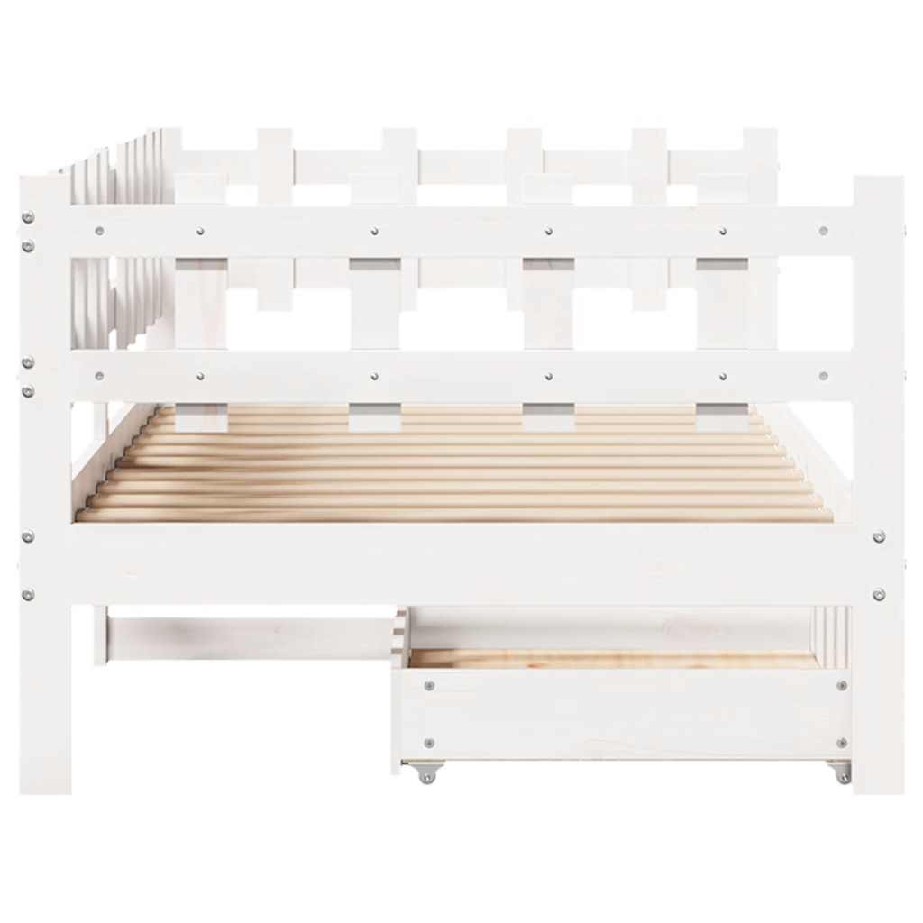 Dormeuse con Cassetti Bianco 90x190 cm Legno Massello di Pino - homemem39