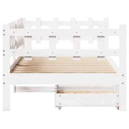 Dormeuse con Cassetti Bianco 90x190 cm Legno Massello di Pino - homemem39