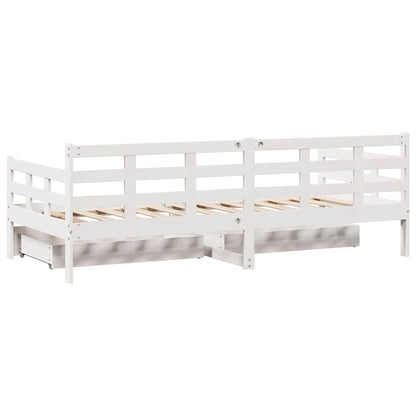 Dormeuse con Cassetti Bianco 90x200 cm Legno Massello di Pino