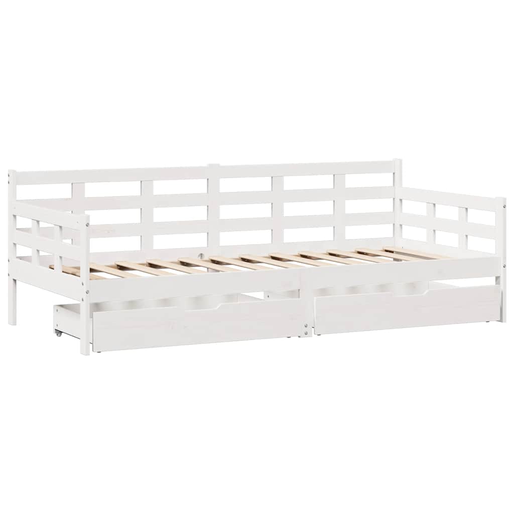 Dormeuse con Cassetti Bianca 80x200 cm Legno Massello di Pino | homemem39
