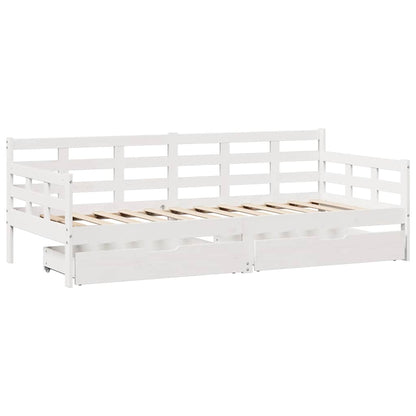 Dormeuse con Cassetti Bianca 80x200 cm Legno Massello di Pino | homemem39