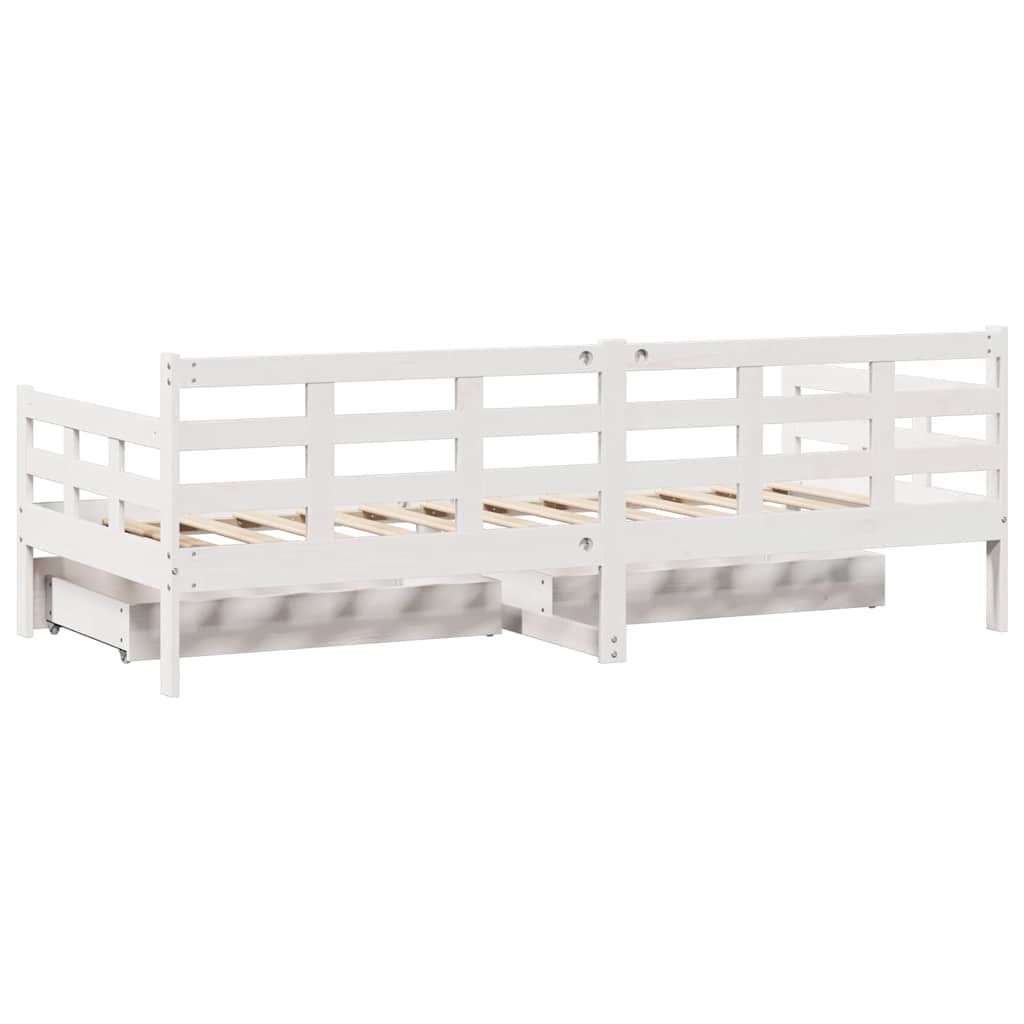Dormeuse con Cassetti Bianca 80x200 cm Legno Massello di Pino | homemem39