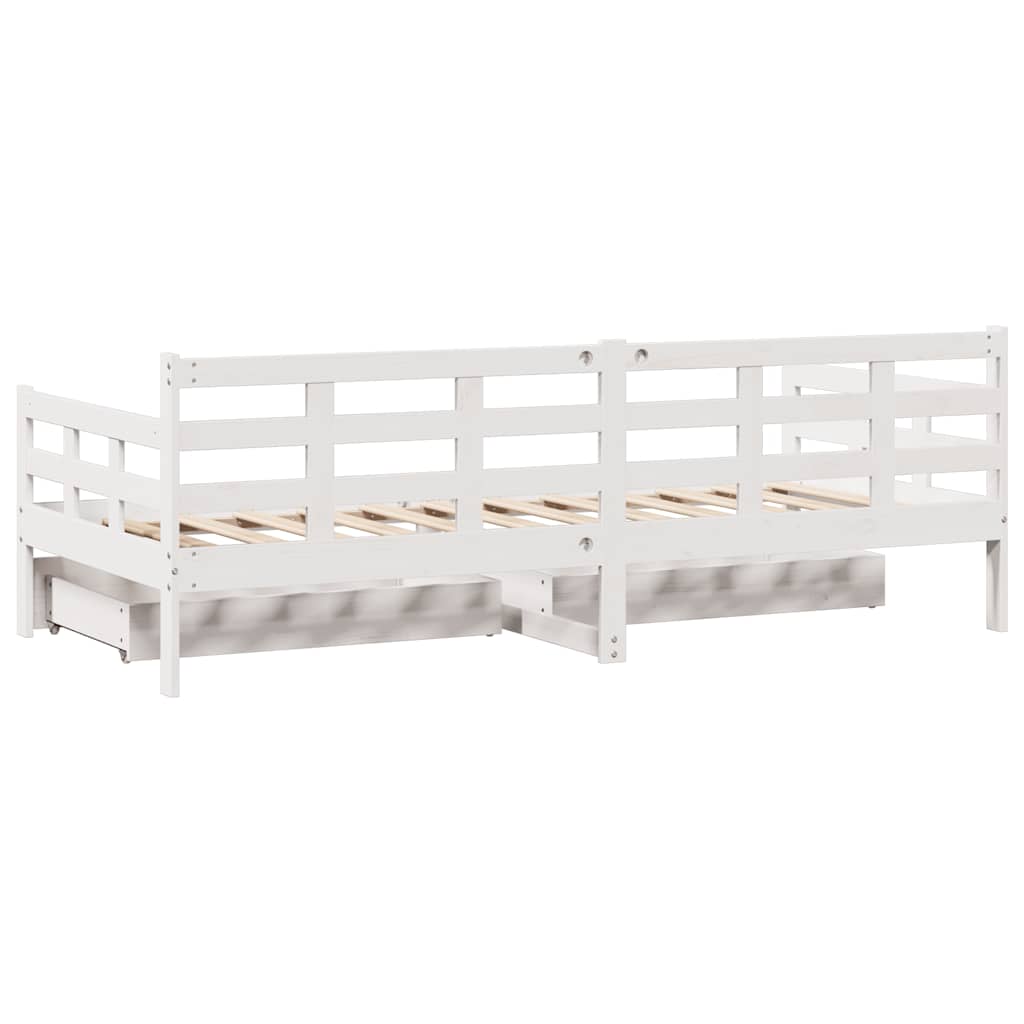 Dormeuse con Cassetti Bianco 90x190 cm Legno Massello di Pino - homemem39