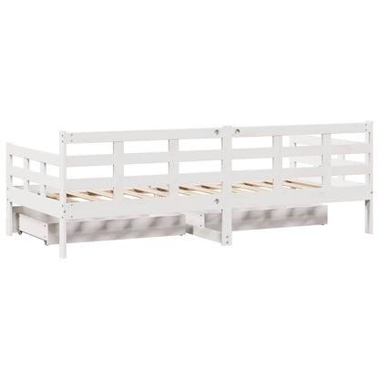 Dormeuse con Cassetti Bianco 90x190 cm Legno Massello di Pino - homemem39