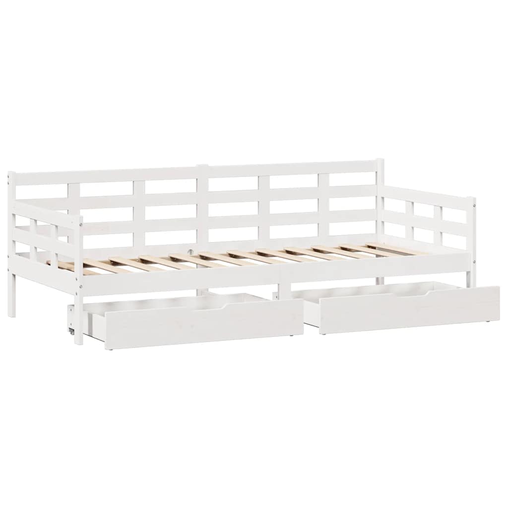 Dormeuse con Cassetti Bianco 90x190 cm Legno Massello di Pino - homemem39