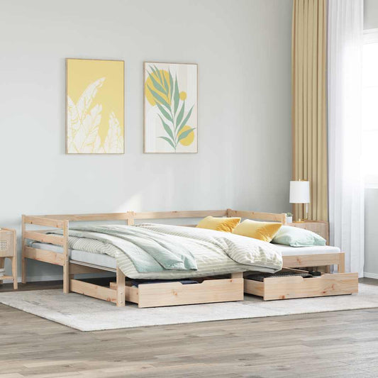 Dormeuse con Cassetti 90x200 cm Legno Massello Pino - homemem39