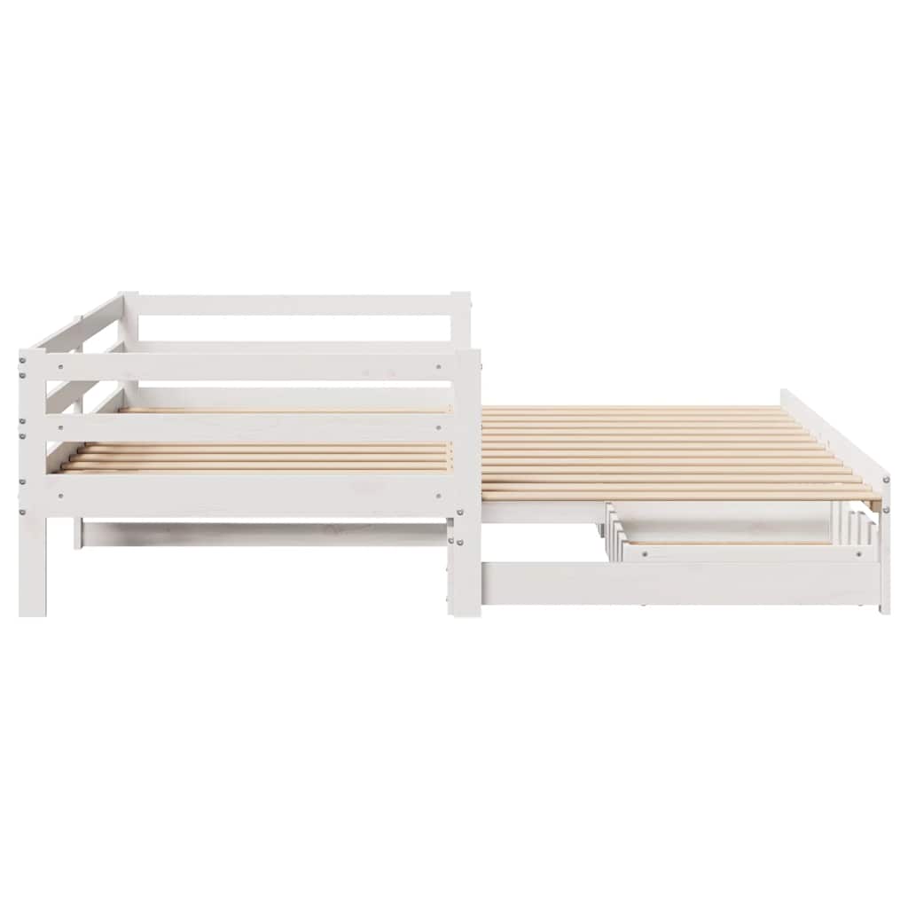 Dormeuse con Cassetti Bianco 90x200 cm Legno Massello di Pino