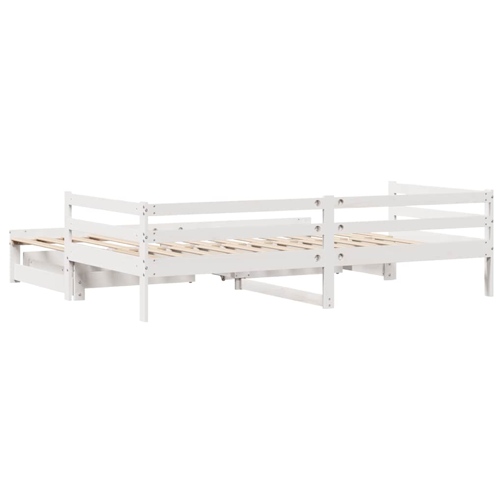 Dormeuse con Cassetti Bianco 90x200 cm Legno Massello di Pino