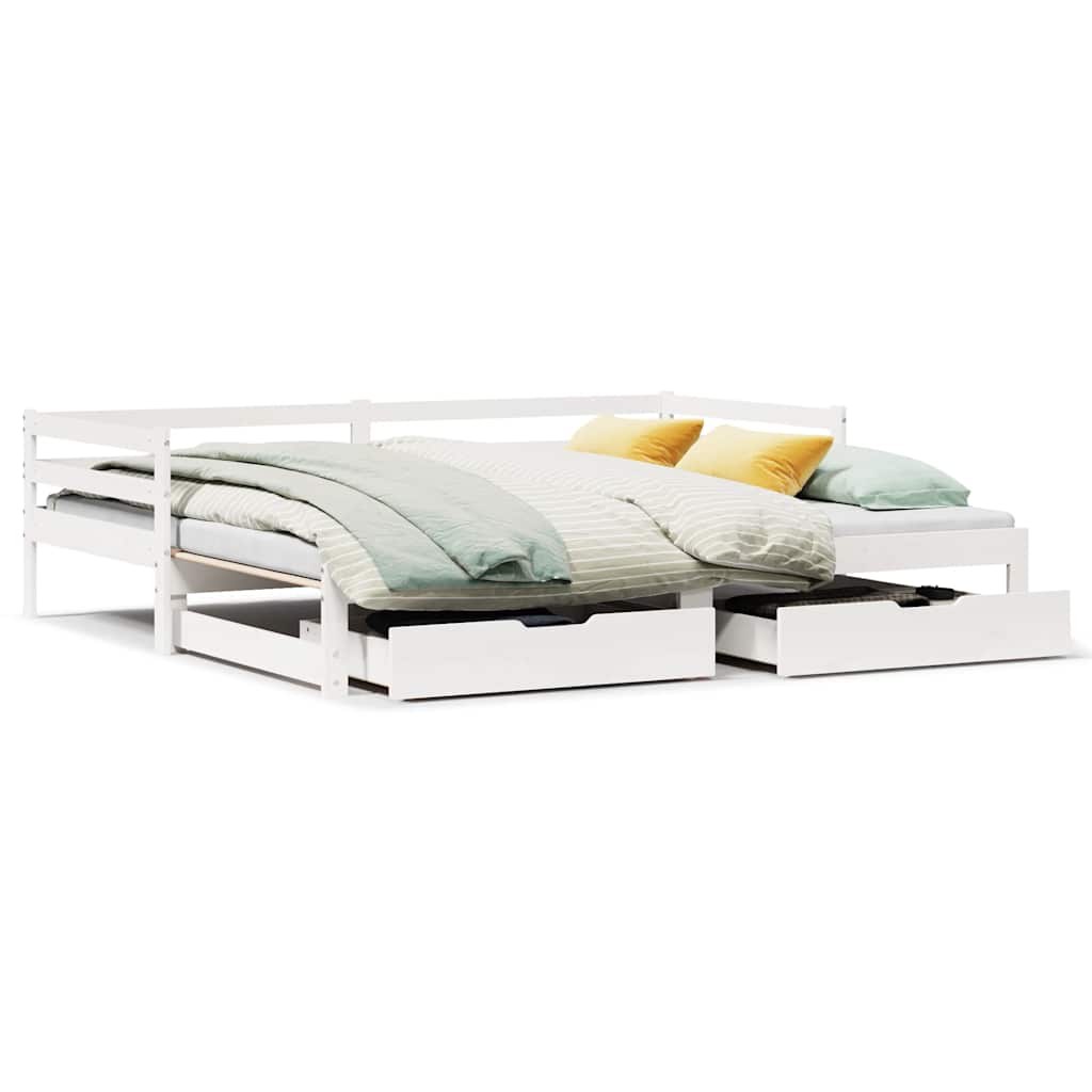 Letto Estraibile con Cassetti senza Materasso Bianco 90x190 cm | homemem39