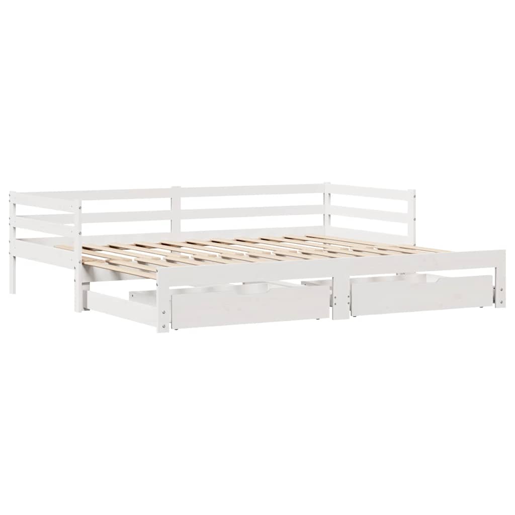 Letto Estraibile con Cassetti senza Materasso Bianco 90x190 cm | homemem39