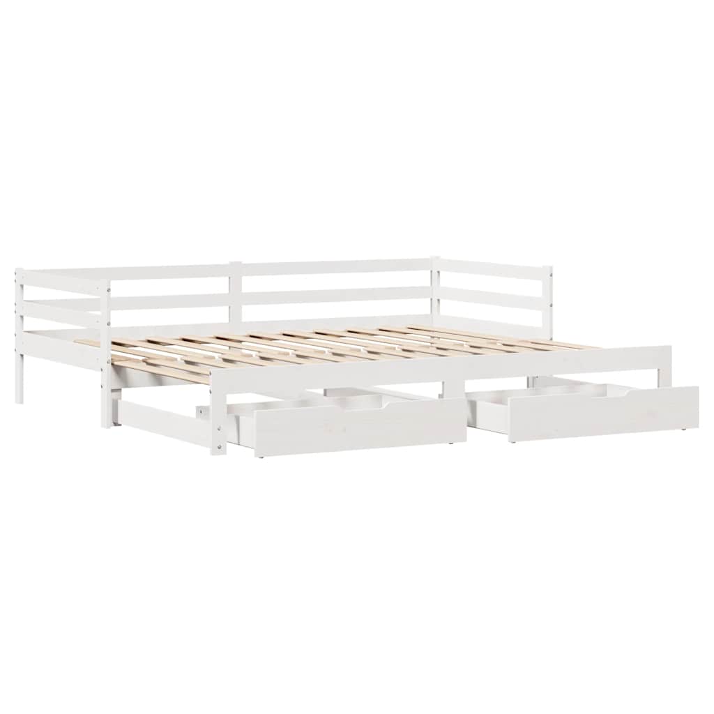 Letto Estraibile con Cassetti senza Materasso Bianco 90x190 cm | homemem39