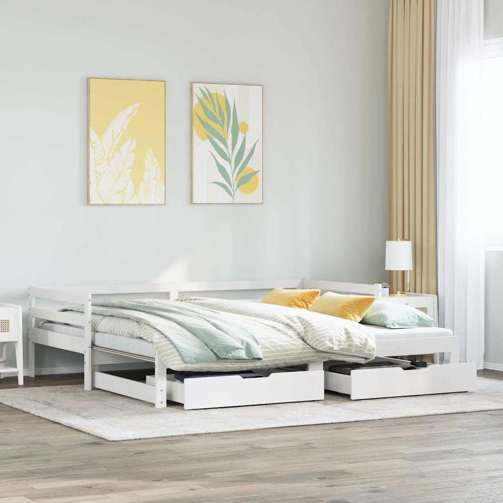 Letto Estraibile con Cassetti senza Materasso Bianco 90x190 cm | homemem39