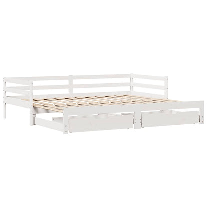 Letto Estraibile con Cassetti senza Materasso Bianco 80x200 cm