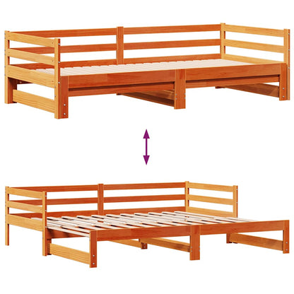 Dormeuse Letto Estraibile e Cassetti Marrone Cera 90x190cm Pino | homemem39