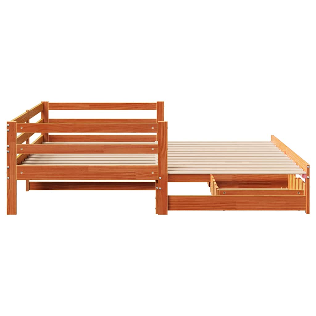 Dormeuse Letto Estraibile e Cassetti Marrone Cera 90x190cm Pino | homemem39