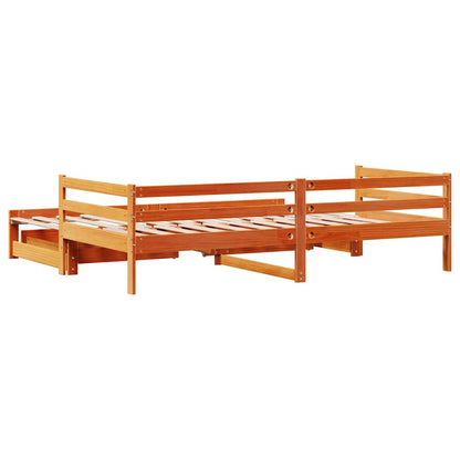 Dormeuse Letto Estraibile e Cassetti Marrone Cera 80x200cm Pino