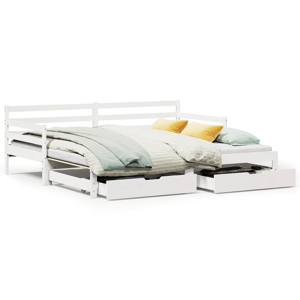 Letto Estraibile con Cassetti senza Materasso Bianco 90x200 cm | homemem39