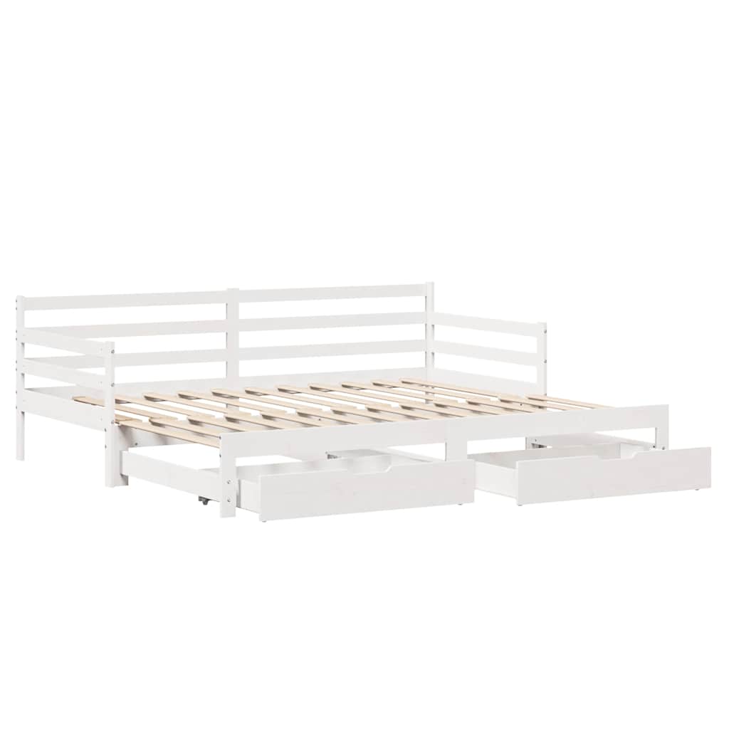 Letto Estraibile con Cassetti senza Materasso Bianco 90x200 cm | homemem39