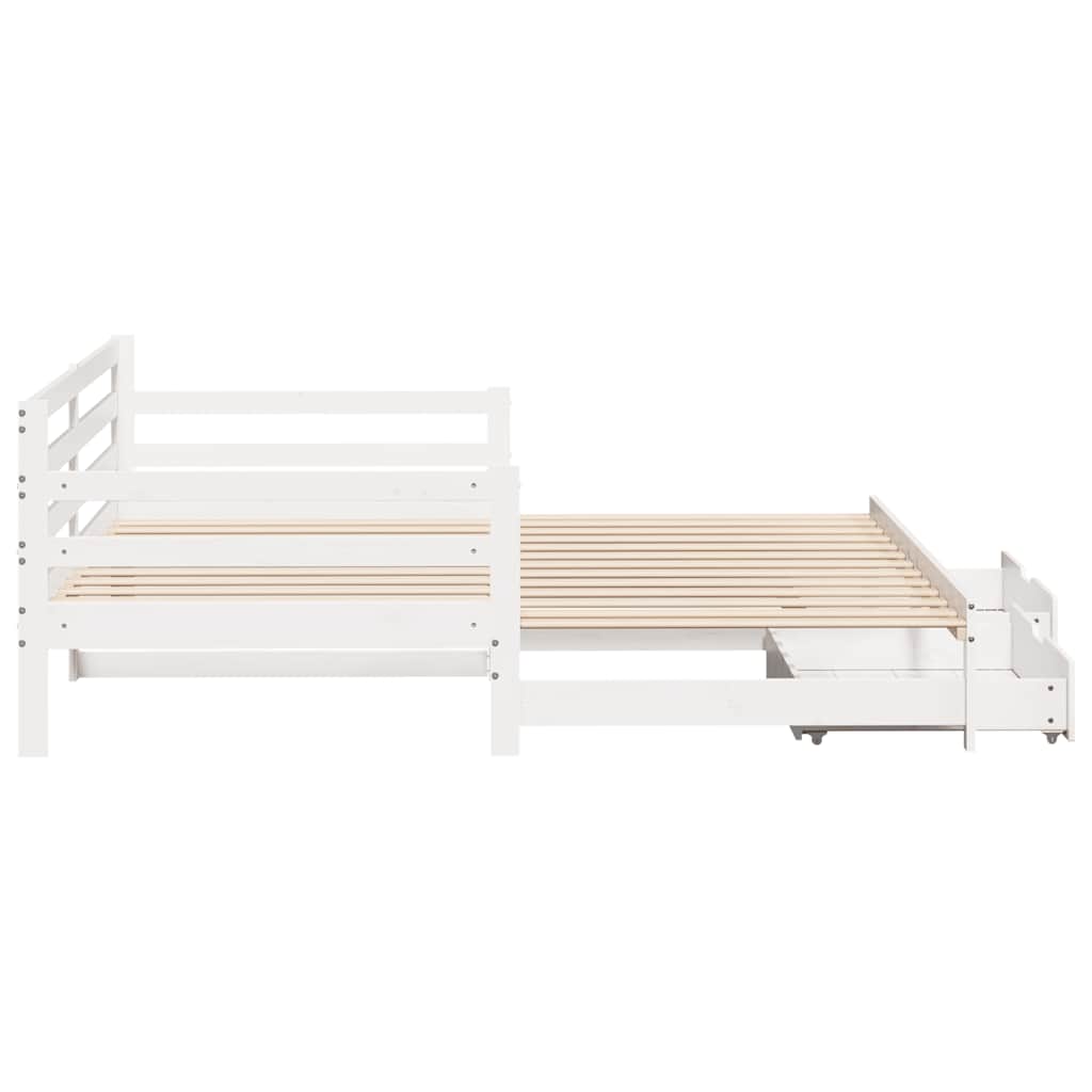 Letto Estraibile con Cassetti senza Materasso Bianco 90x200 cm | homemem39