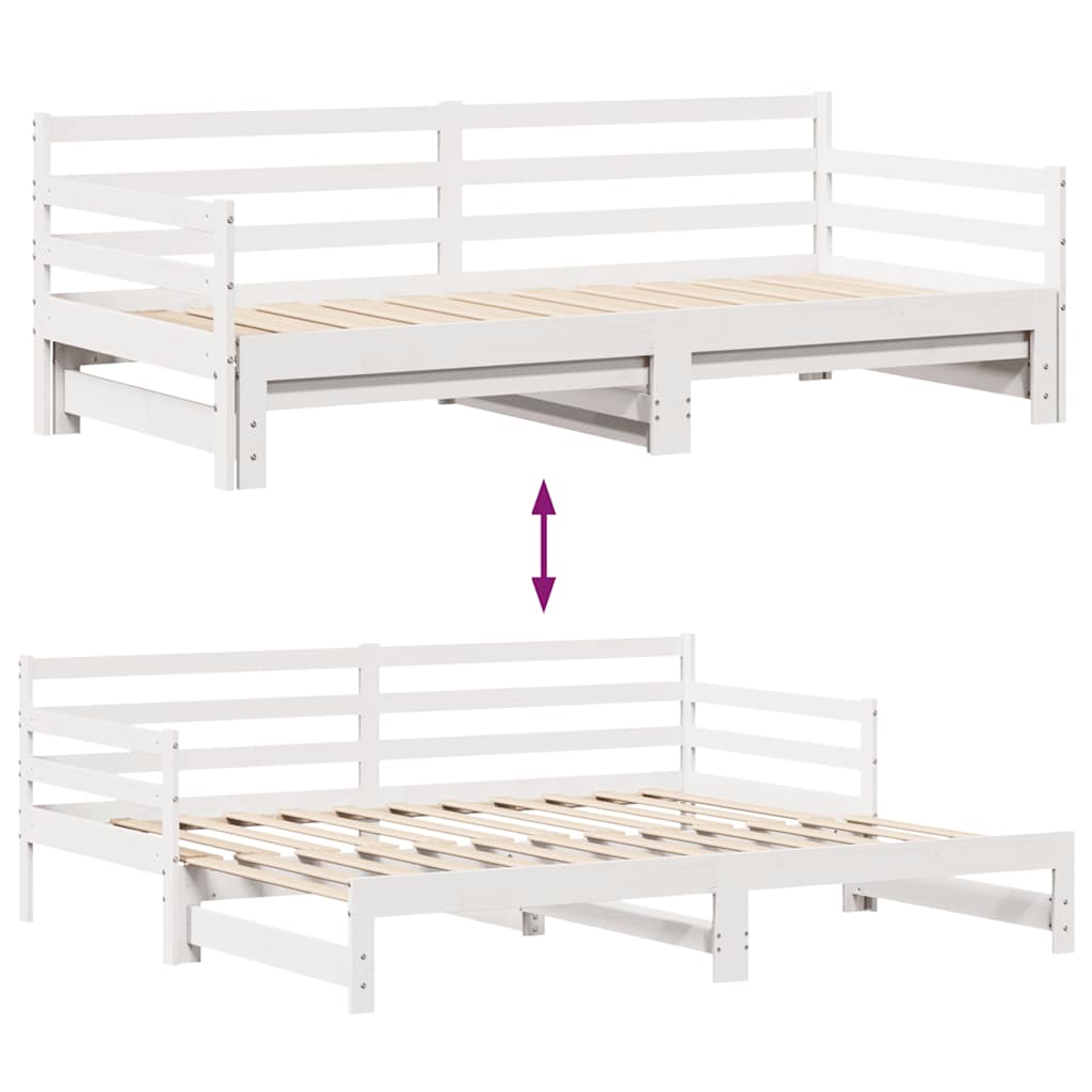 Letto Estraibile con Cassetti senza Materasso Bianco 90x200 cm | homemem39
