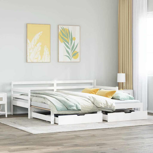Letto Estraibile con Cassetti senza Materasso Bianco 90x200 cm | homemem39